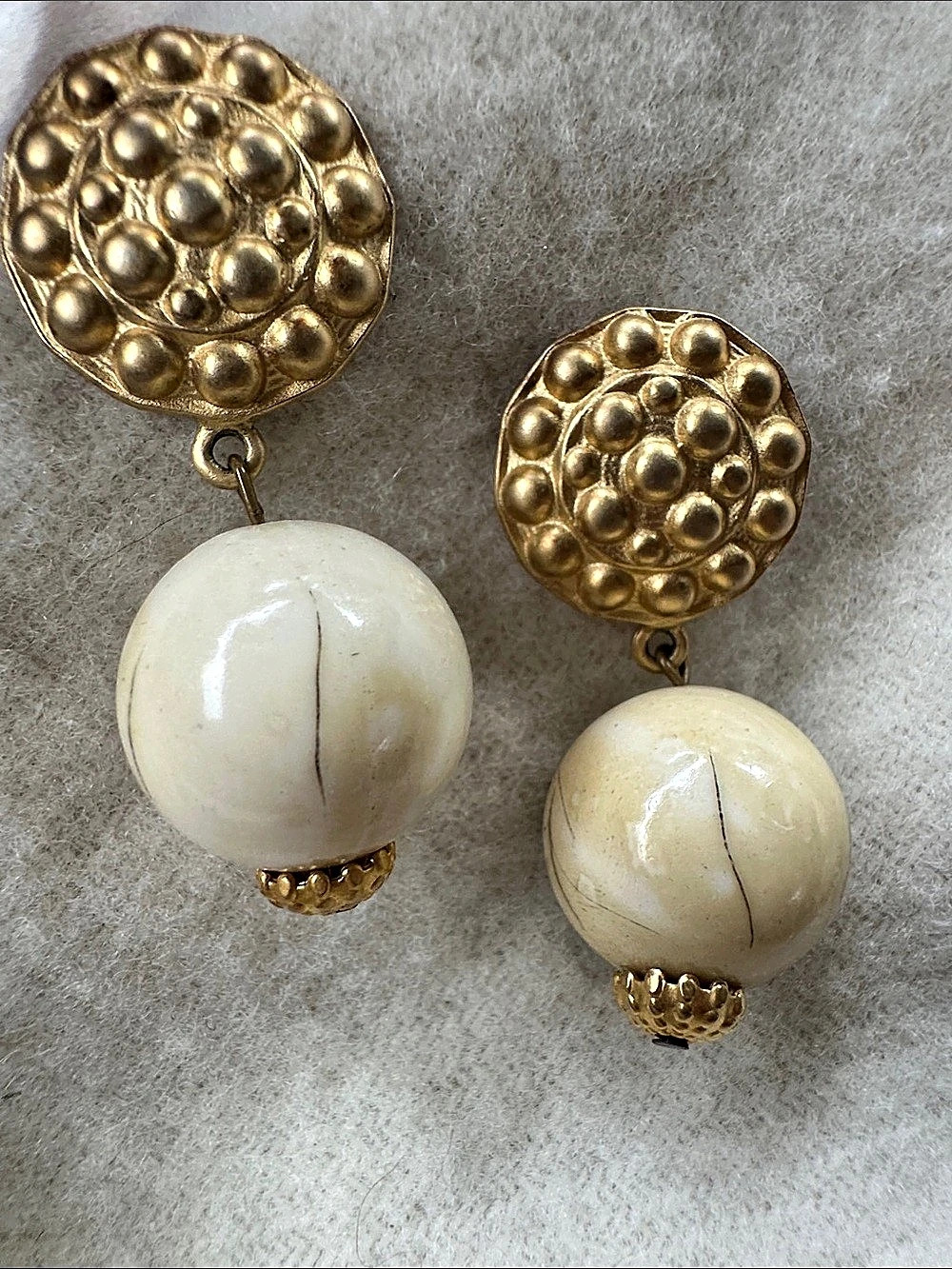 Maximalist Gold-Tone Marbled Textured Drop Post Earrings